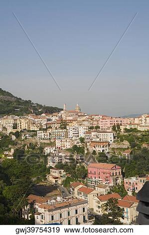 High angle view of a town, Vietri sul Mare, Costiera Amalfitana, Salerno, Campania, Italy View Large Photo Image Stock Photo - High angle view of a town, Vietri sul Mare, Costiera Amalfitana, Salerno, Campania, Italy. Fotosearch