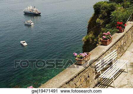 High angle view of boats in the sea, Bay of Naples, Via Aniello Califano, Sorrento, Sorrentine Peninsula, Naples Province, Campania, Italy View Large Photo Image Stock Image - High angle view of boats in the sea, Bay of Naples, Via Aniello Califano, Sorrento, Sorrentine Peninsula, Naples Province, Campania, Italy. Fotosearch