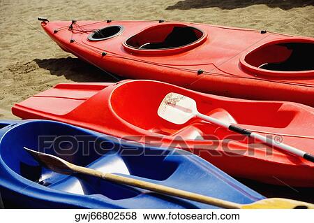 Stock Photo - High angle view of kayaks, Sorrento, Sorrentine Peninsula, Naples Province, Campania, Italy. Fotosearch