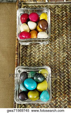 High angle view of pebbles in two bowls View Large Photo Image Stock Photography - High angle view of pebbles in two bowls. Fotosearch