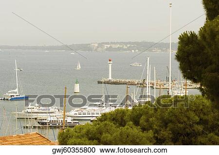 High angle view of ships at a harbor, Vieux Port, Cote d'Azur, Cannes, Provence-Alpes-Cote D'Azur, France View Large Photo Image Stock Image - High angle view of ships at a harbor, Vieux Port, Cote d'Azur, Cannes, Provence-Alpes-Cote D'Azur, France. Fotosearch