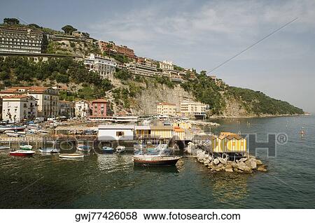 High angle view of stilt houses on a pier, Marina Grande, Capri, Sorrento, Sorrentine Peninsula, Naples Province, Campania, Italy View Large Photo Image Stock Photo - High angle view of stilt houses on a pier, Marina Grande, Capri, Sorrento, Sorrentine Peninsula, Naples Province, Campania, Italy. Fotosearch