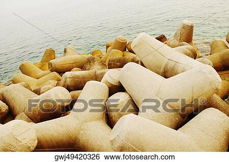 Stock Photograph - High angle view of structures at the seaside, Porto, Costiera Amalfitana, Amalfi, Salerno, Campania, Italy. Fotosearch