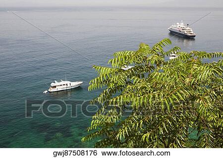 High angle view of tourboats and a cruise ship in the sea, Bay of Naples, Sorrento, Sorrentine Peninsula, Naples Province, Campania, Italy View Large Photo Image Stock Photograph - High angle view of tourboats and a cruise ship in the sea, Bay of Naples, Sorrento, Sorrentine Peninsula, Naples Province, Campania, Italy. Fotosearch