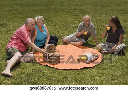 High angle view of two senior couples at a picnic View Large Photo Image Stock Photography - High angle view of two senior couples at a picnic. Fotosearch