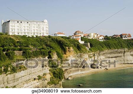 Hotels at the seaside, St. Martin, Biarritz, France View Large Photo Image Stock Photo - Hotels at the seaside, St. Martin, Biarritz, France. Fotosearch