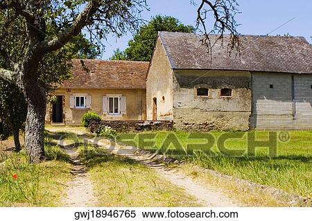 Houses in a field, Loire Valley, France View Large Photo Image Stock Photography - Houses in a field, Loire Valley, France. Fotosearch