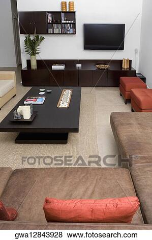 Interiors of a living room View Large Photo Image Stock Photo - Interiors of a living room. Fotosearch