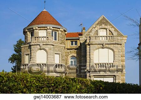Low angle view of a building, Biarritz, Basque Country, Pyrenees-Atlantiques, Aquitaine, France View Large Photo Image Stock Photo - Low angle view of a building, Biarritz, Basque Country, Pyrenees-Atlantiques, Aquitaine, France. Fotosearch