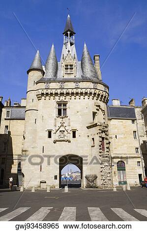 Stock Photography - Low angle view of a building, Cailhau Gate, Vieux Bordeaux, Bordeaux, France. Fotosearch
