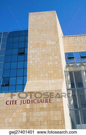 Stock Image - Low angle view of a building, Cite Judiciaire, Le Mans, France. Fotosearch