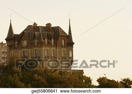 Low angle view of a castle, Biarritz, Basque Country, Pyrenees-Atlantiques, Aquitaine, France View Large Photo Image Stock Image - Low angle view of a castle, Biarritz, Basque Country, Pyrenees-Atlantiques, Aquitaine, France. Fotosearch