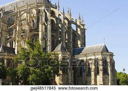 Stock Photography - Low angle view of a cathedral, Le Mans Cathedral, Le Mans, France. Fotosearch