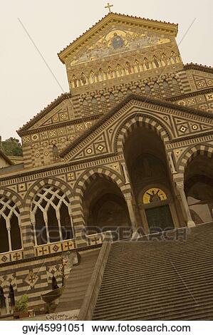 Stock Image - Low angle view of a cathedral, Cattedrale di Sant' Andrea, Costiera Amalfitana, Amalfi, Salerno, Campania, Italy. Fotosearch