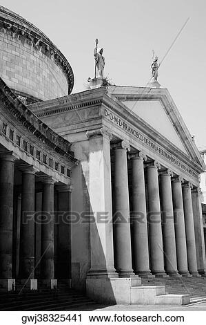 Stock Image - Low angle view of a church, Basilica Di San Francesco Di Paola, Naples, Naples Province, Campania, Italy. Fotosearch