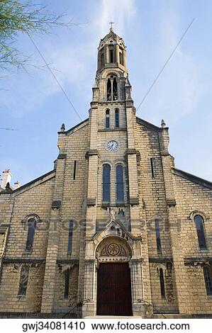 Stock Image - Low angle view of a church, Biarritz, Basque Country, Pyrenees-Atlantiques, Aquitaine, France. Fotosearch