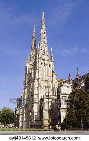 Low angle view of a church, St. Andre Cathedral, Bordeaux, Aquitaine, France View Large Photo Image Stock Image - Low angle view of a church, St. Andre Cathedral, Bordeaux, Aquitaine, France. Fotosearch