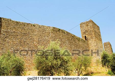 Low angle view of a fort, Monteriggioni, Siena Province, Tuscany, Italy View Large Photo Image Stock Photo - Low angle view of a fort, Monteriggioni, Siena Province, Tuscany, Italy. Fotosearch
