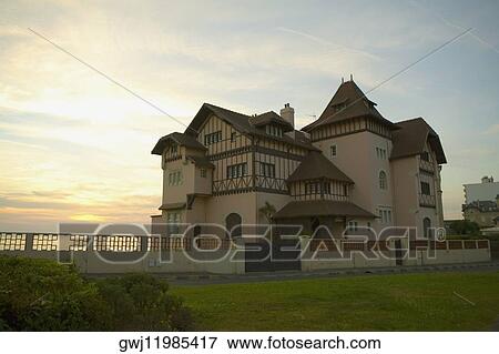 Low angle view of a hotel, Carrefour d'Helianthe, Biarritz, France View Large Photo Image Stock Photo - Low angle view of a hotel, Carrefour d'Helianthe, Biarritz, France. Fotosearch