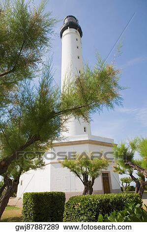 Low angle view of a lighthouse, Phare de Biarritz, Biarritz, Pays Basque, Aquitaine, France View Large Photo Image Stock Photo - Low angle view of a lighthouse, Phare de Biarritz, Biarritz, Pays Basque, Aquitaine, France. Fotosearch