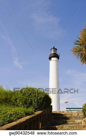 Low angle view of a lighthouse, Phare de Biarritz, Biarritz, Pays Basque, Aquitaine, France View Large Photo Image Stock Photo - Low angle view of a lighthouse, Phare de Biarritz, Biarritz, Pays Basque, Aquitaine, France. Fotosearch