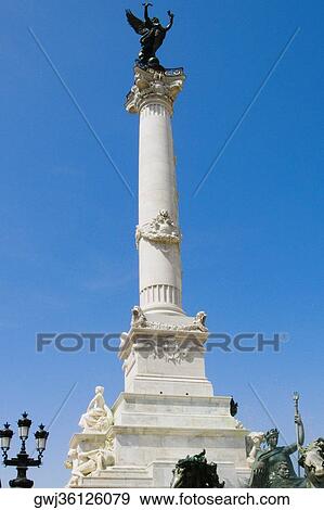 Stock Photo - Low angle view of a monument, Fontaine Des Quinconces, Monument Aux Girondins, Bordeaux, Aquitaine, France. Fotosearch