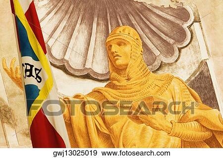 Low angle view of a mural on a wall of a palace, Palazzo San Giorgio, Genoa, Italy View Large Photo Image Stock Photo - Low angle view of a mural on a wall of a palace, Palazzo San Giorgio, Genoa, Italy. Fotosearch