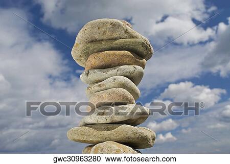 Low angle view of a stack of stones View Large Photo Image Stock Image - Low angle view of a stack of stones. Fotosearch