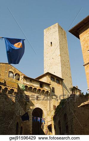 Low angle view of a tower, Torri Di San Gimignano, San Gimignano, Siena Province, Tuscany, Italy View Large Photo Image Stock Photo - Low angle view of a tower, Torri Di San Gimignano, San Gimignano, Siena Province, Tuscany, Italy. Fotosearch