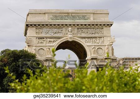 Low angle view of an archway, Piazza Della Vittoria, Genoa, Liguria, Italy View Large Photo Image Stock Image - Low angle view of an archway, Piazza Della Vittoria, Genoa, Liguria, Italy. Fotosearch