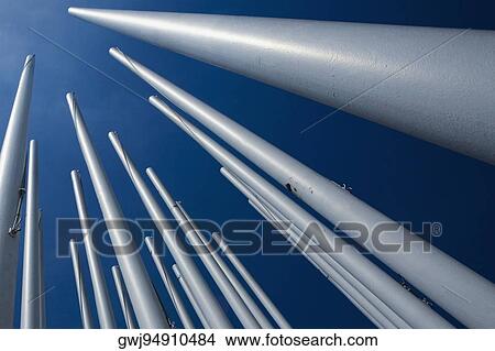 Low angle view of flag poles, Bordeaux, Aquitaine, France View Large Photo Image Picture - Low angle view of flag poles, Bordeaux, Aquitaine, France. Fotosearch