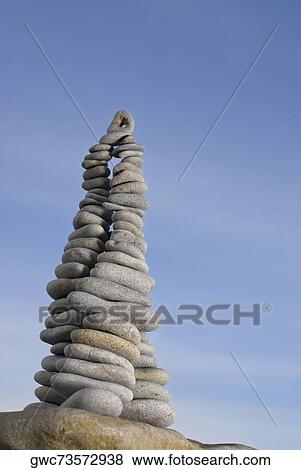Low angle view of stacks of pebbles View Large Photo Image Stock Photo - Low angle view of stacks of pebbles. Fotosearch