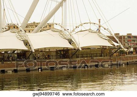 Port at the riverside, The Bigo, Porto Antico, Genoa, Italy View Large Photo Image Stock Photograph - Port at the riverside, The Bigo, Porto Antico, Genoa, Italy. Fotosearch