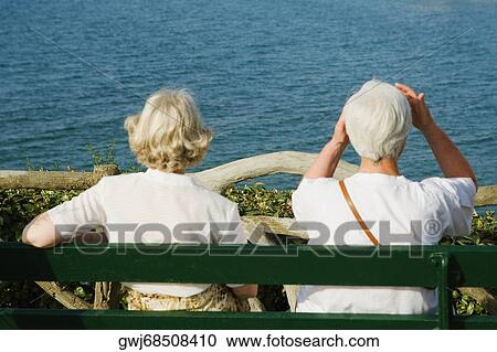 Rear view of a couple sitting on a bench, Baie De Biarritz, Biarritz, Pyrenees-Atlantiques, France View Large Photo Image Stock Image - Rear view of a couple sitting on a bench, Baie De Biarritz, Biarritz, Pyrenees-Atlantiques, France. Fotosearch