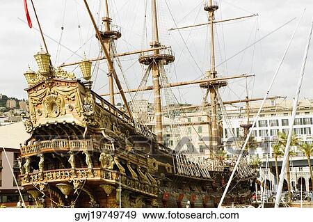 Ship at a harbor, Porto Antico, Genoa, Italy View Large Photo Image Stock Photo - Ship at a harbor, Porto Antico, Genoa, Italy. Fotosearch