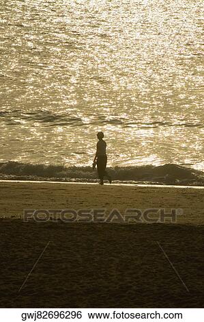 Side profile of a person walking on the beach, Grande Plage, Biarritz, France View Large Photo Image Stock Photograph - Side profile of a person walking on the beach, Grande Plage, Biarritz, France. Fotosearch