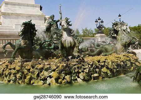 Statue at a fountain, Fontaine Des Quinconces, Monument Aux Girondins, Bordeaux, Aquitaine, France View Large Photo Image Stock Image - Statue at a fountain, Fontaine Des Quinconces, Monument Aux Girondins, Bordeaux, Aquitaine, France. Fotosearch