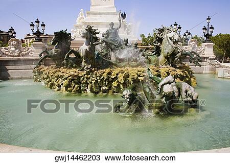 Statues at a fountain, Fontaine Des Quinconces, Monument Aux Girondins, Bordeaux, Aquitaine, France View Large Photo Image Stock Image - Statues at a fountain, Fontaine Des Quinconces, Monument Aux Girondins, Bordeaux, Aquitaine, France. Fotosearch
