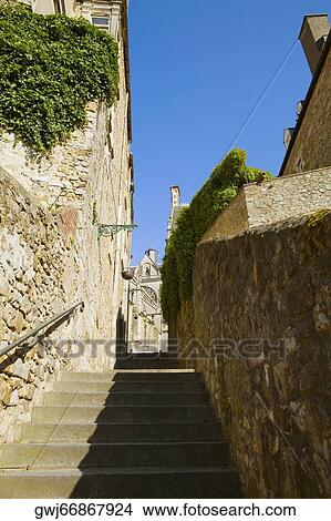 Stone walls on the both sides of steps, Le Mans, Sarthe, Pays-de-la-Loire, France View Large Photo Image Picture - Stone walls on the both sides of steps, Le Mans, Sarthe, Pays-de-la-Loire, France. Fotosearch