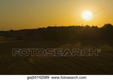 Sunset over a landscape, Loire Valley, France View Large Photo Image Stock Photo - Sunset over a landscape, Loire Valley, France. Fotosearch
