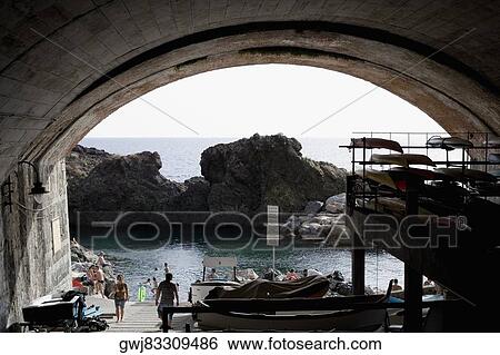 Tourists at the seaside, Italian Riviera, La Spezia, Liguria, Italy View Large Photo Image Stock Photograph - Tourists at the seaside, Italian Riviera, La Spezia, Liguria, Italy. Fotosearch
