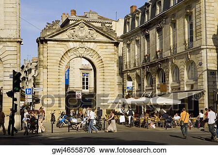Tourists in a street, Porte Dijeaux, Vieux Bordeaux, Bordeaux, France View Large Photo Image Stock Photograph - Tourists in a street, Porte Dijeaux, Vieux Bordeaux, Bordeaux, France. Fotosearch