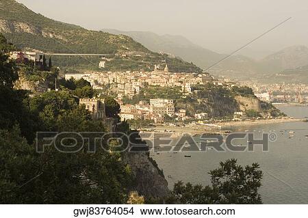 Town at the hillside, Costiera Amalfitana, Salerno, Campania, Italy View Large Photo Image Picture - Town at the hillside, Costiera Amalfitana, Salerno, Campania, Italy. Fotosearch