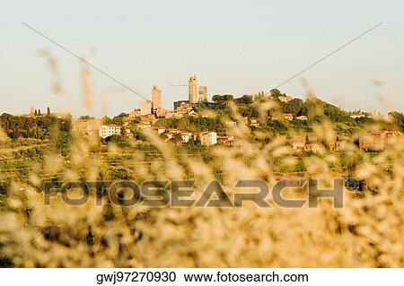 Town on a hill, San Gimignano, Siena Province, Tuscany, Italy View Large Photo Image Stock Image - Town on a hill, San Gimignano, Siena Province, Tuscany, Italy. Fotosearch