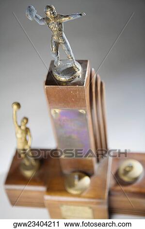 Stock Image - Close-up of a bowling trophy. Fotosearch