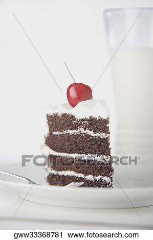 Stock Image - Close-up of a chocolate pastry in a plate. Fotosearch