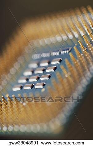 Stock Image - Close-up of a computer chip. Fotosearch