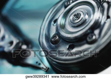 Stock Image - Close-up of a computer hard drive. Fotosearch