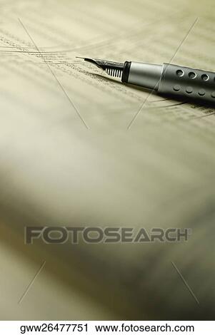 Close-up of a fountain pen of a sheet of paper View Large Photo Image Stock Image - Close-up of a fountain pen of a sheet of paper. Fotosearch
