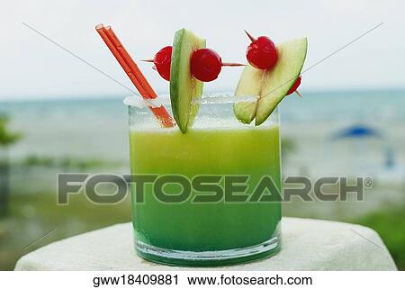 Stock Image - Close-up of a glass of juice. Fotosearch